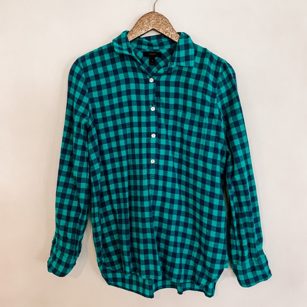 J Crew gingham button down size 4